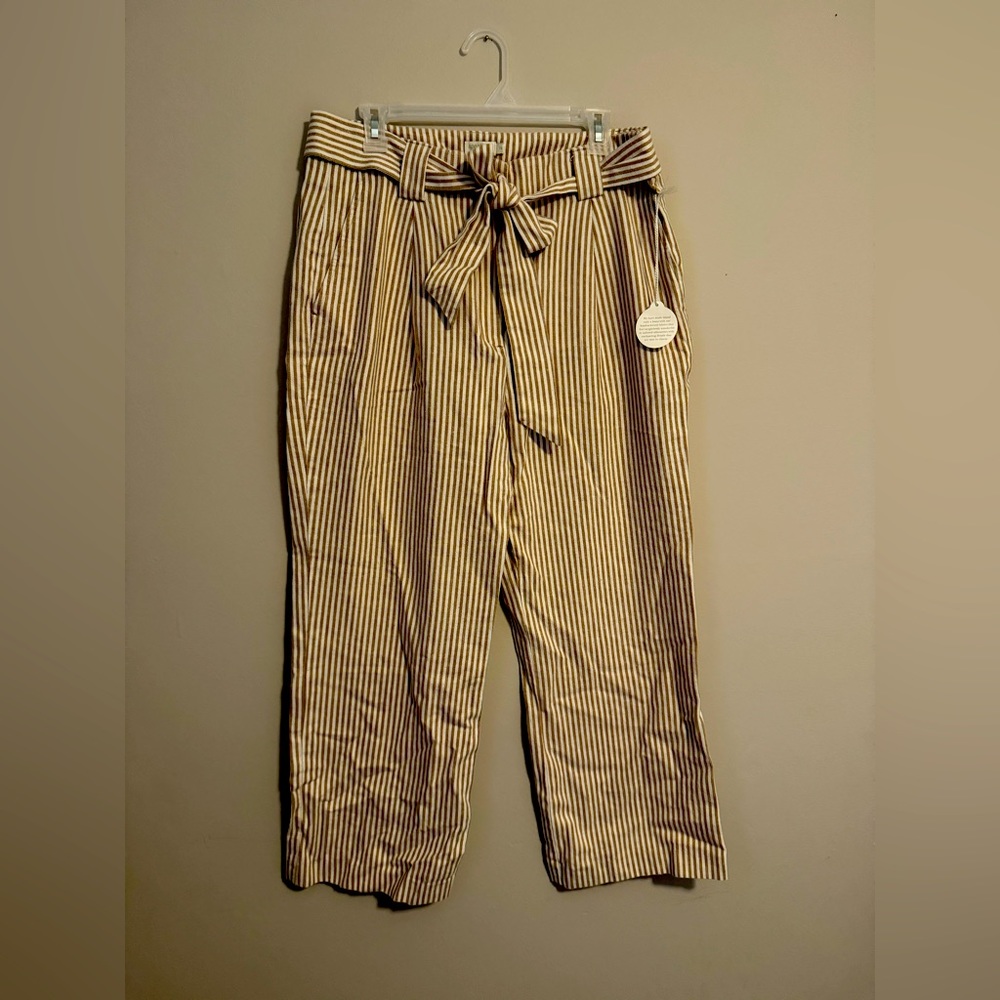 Spartina 449 NWT Lawton Stripe Crop Pant in Tannin Stripe Size 14